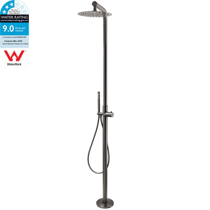 316 SUS WELS Gun Metal Twin Shower Handset Combo Outdoor Bath Rainfall 10" Head.