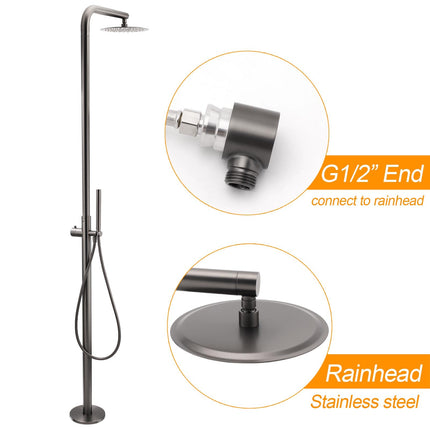 316 SUS WELS Gun Metal Twin Shower Handset Combo Outdoor Bath Rainfall 10" Head.