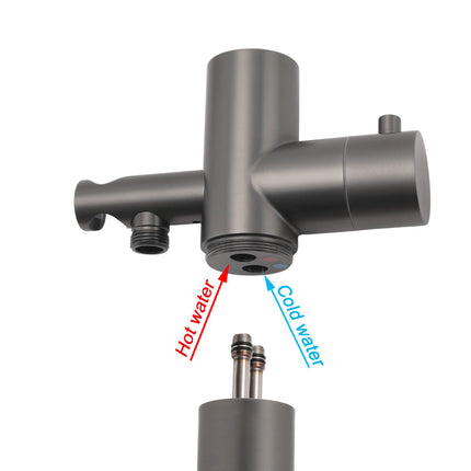 316 SUS WELS Gun Metal Twin Shower Handset Combo Outdoor Bath Rainfall 10" Head.