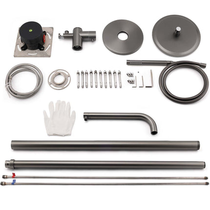 316 SUS WELS Gun Metal Twin Shower Handset Combo Outdoor Bath Rainfall 10" Head.