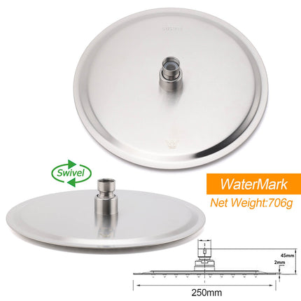 Watermark Brushed Nickel Dual Shower Handset Combo Outdoor Round 10" Head 316SUS.