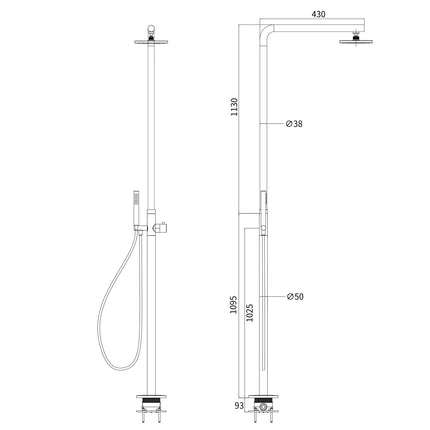 Watermark Brushed Nickel Dual Shower Handset Combo Outdoor Round 10" Head 316SUS.