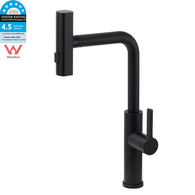 WELS Matte Black 3-Mode Spray Pull Out Kitchen Mixer Sink Laundry Faucet Tapware.