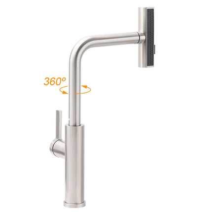 Brushed Nickel 3-Mode Kitchen Mixer Pull Out Down Sink Laundry Faucet Tap WELS.