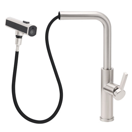 Brushed Nickel 3-Mode Kitchen Mixer Pull Out Down Sink Laundry Faucet Tap WELS.