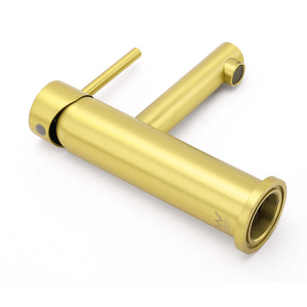Brushed Gold Round Bathroom Basin Mixer Laundry Vanity Sink Faucet Lever Tapware.