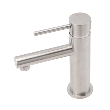 Brushed Nickel Basic Round Bathroom Basin Mixer Laundry Vanity Sink Faucet Tap.