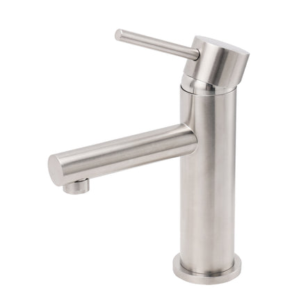 Brushed Nickel Basic Round Bathroom Basin Mixer Laundry Vanity Sink Faucet Tap.