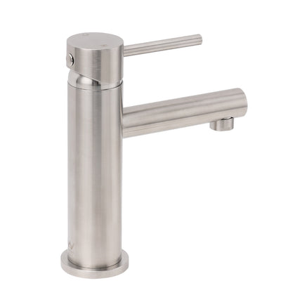 Brushed Nickel Basic Round Bathroom Basin Mixer Laundry Vanity Sink Faucet Tap.
