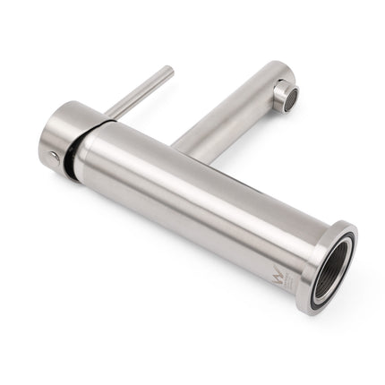 Brushed Nickel Basic Round Bathroom Basin Mixer Laundry Vanity Sink Faucet Tap.
