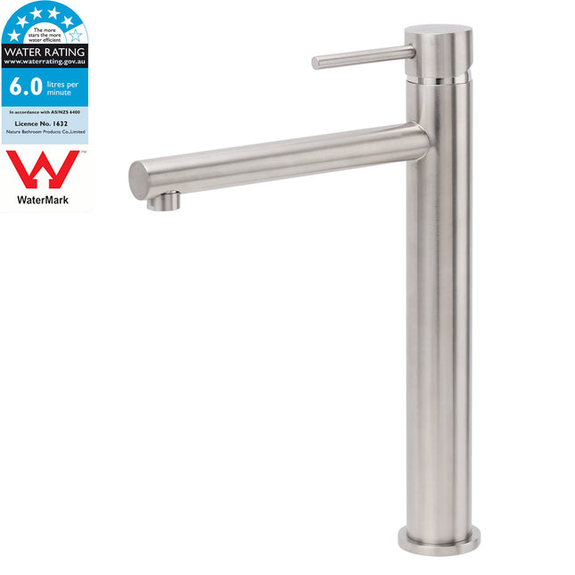 Brushed Nickel Classic Round Bathroom Basin Straight Spout Mixer Sink Faucet Tap.