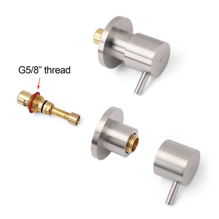 Brushed Nickel Wall Mounted 1/4 Turn Twin Shower Taps Set Hot Cold Water Valve.