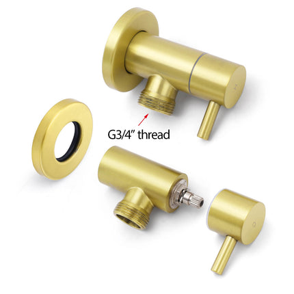 Watermark Brushed Gold Round Washing Machine 1/4 Turn Hot Cold Twin Taps Set.