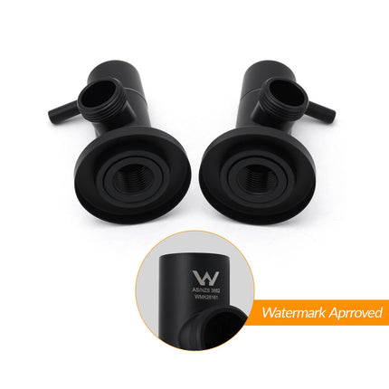 Black Washing Machine 1/4 Turn Twin Taps Laundry Room Hot Cold Water Wall Set.