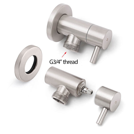Brushed Nickel 1/4 Turn Twin Washing Machine Tap Set Wall Mounted Hot Cold Valve.