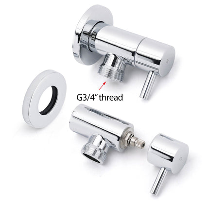 Chrome Round Wall Mounted 1/4 Turn Hot Cold Tap Pair Set For Washing Machine.