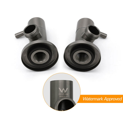 Gun Metal Grey Washing Machine 1/4 Turn Hot Cold Water Mixer Tap Set Watermark.