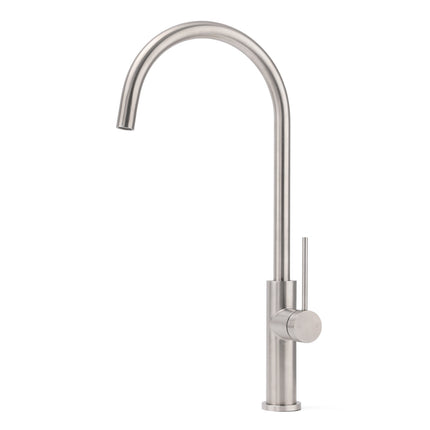 Brushed Nickel 435mm Tall Slim Round Kitchen Laundry Sink Mixer Faucet Tap Spout.