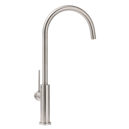 Brushed Nickel 435mm Tall Slim Round Kitchen Laundry Sink Mixer Faucet Tap Spout.