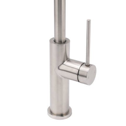 Brushed Nickel 435mm Tall Slim Round Kitchen Laundry Sink Mixer Faucet Tap Spout.