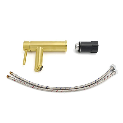 Brushed Gold 7.5L/min Kitchen Laundry Round Basin Mixer Vanity Sink Faucet Tap.
