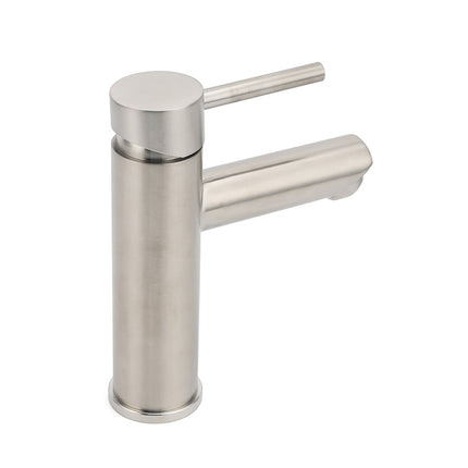 WELS Kitchen Laundry Round Basin Mixer Vanity Sink Faucet Tap Nickel Brushed Set.