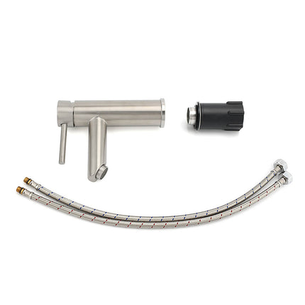 WELS Kitchen Laundry Round Basin Mixer Vanity Sink Faucet Tap Nickel Brushed Set.