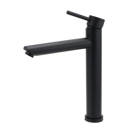 WELS Matt Black Round Tall Basin Mixer Vanity Bathroon Sink Tap Laundry Faucet.
