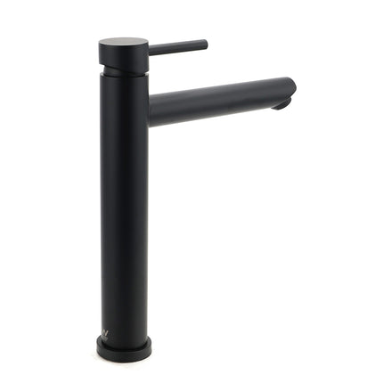 WELS Matt Black Round Tall Basin Mixer Vanity Bathroon Sink Tap Laundry Faucet.