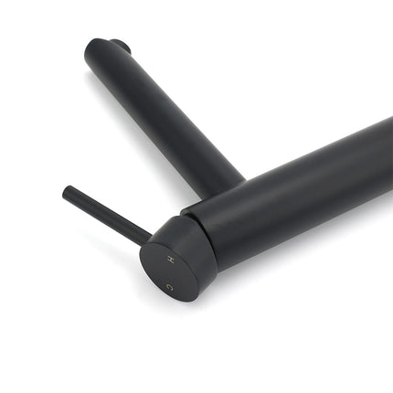 WELS Matt Black Round Tall Basin Mixer Vanity Bathroon Sink Tap Laundry Faucet.