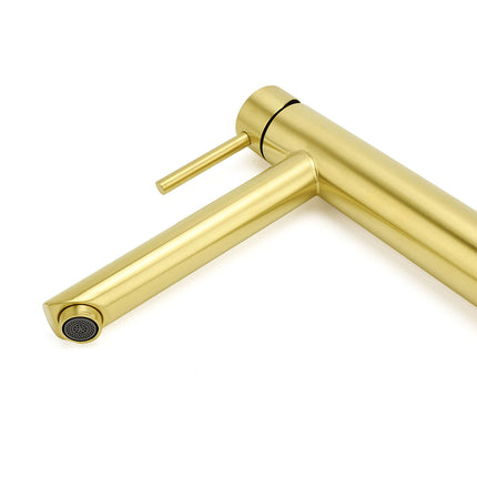 WELS Brushed Gold Laundry Round Tall Basin Mixer Vanity Sink Faucet Tap 304 SUS.