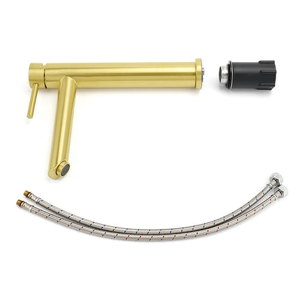 WELS Brushed Gold Laundry Round Tall Basin Mixer Vanity Sink Faucet Tap 304 SUS.