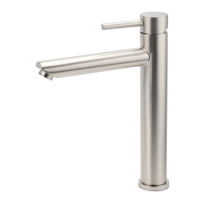 WELS Bathroom Laundry Round Basin Mixer Vanity Sink Faucet Tap Silver Brushed.
