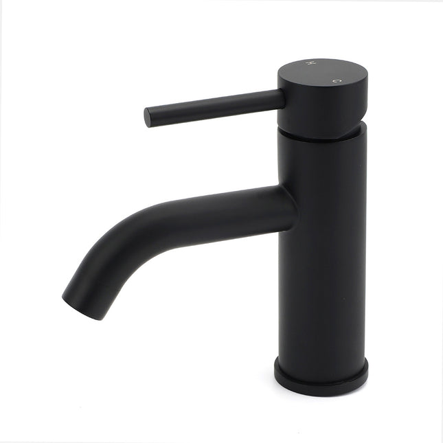 WELS Kitchen Laundry Round Standard Basin Mixer Vanity Sink Faucet Tap Black Set.