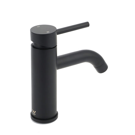 WELS Kitchen Laundry Round Standard Basin Mixer Vanity Sink Faucet Tap Black Set.