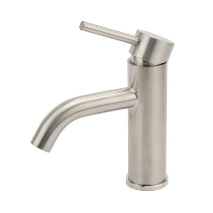Brushed Nickel Round Curve Kitchen Laundry Basin Mixer Vanity Counter Top Faucet.