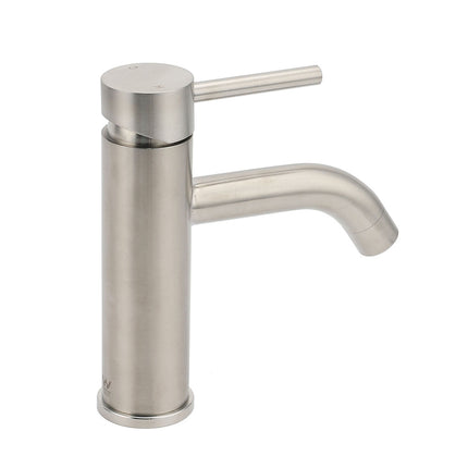 Brushed Nickel Round Curve Kitchen Laundry Basin Mixer Vanity Counter Top Faucet.