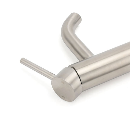 Brushed Nickel Round Curve Kitchen Laundry Basin Mixer Vanity Counter Top Faucet.
