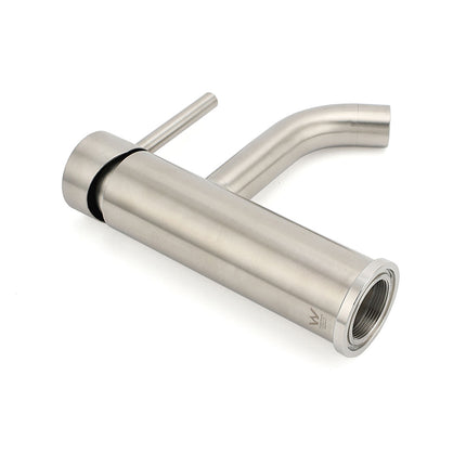 Brushed Nickel Round Curve Kitchen Laundry Basin Mixer Vanity Counter Top Faucet.