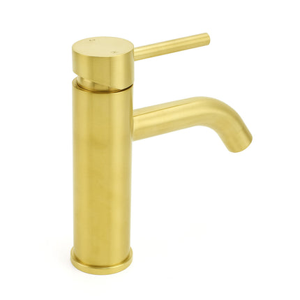 WELS Brushed Gold Kitchen Laundry Round Basin Mixer Vanity Sink Faucet Tapware.