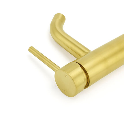 WELS Brushed Gold Kitchen Laundry Round Basin Mixer Vanity Sink Faucet Tapware.