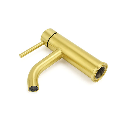 WELS Brushed Gold Kitchen Laundry Round Basin Mixer Vanity Sink Faucet Tapware.
