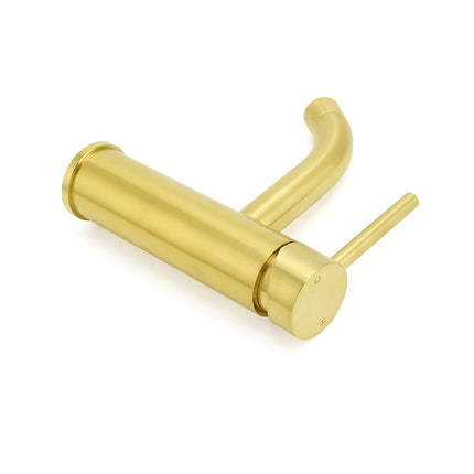 WELS Brushed Gold Kitchen Laundry Round Basin Mixer Vanity Sink Faucet Tapware.