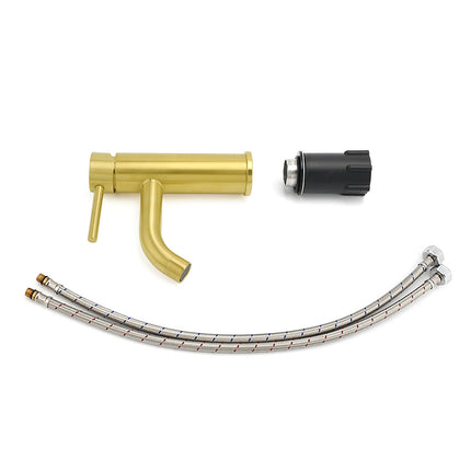WELS Brushed Gold Kitchen Laundry Round Basin Mixer Vanity Sink Faucet Tapware.