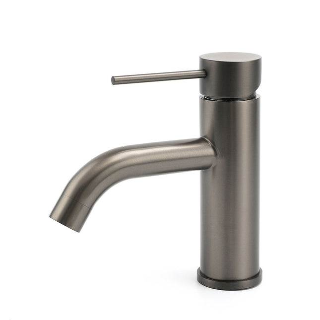 WELS Gun Metal Grey Kitchen Laundry Round Basin Mixer Vanity Sink Faucet Tap Set.