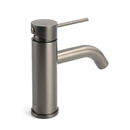 WELS Gun Metal Grey Kitchen Laundry Round Basin Mixer Vanity Sink Faucet Tap Set.