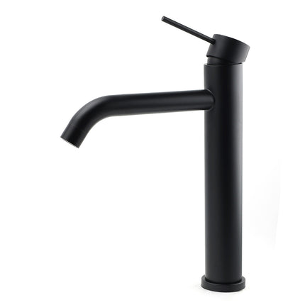 Matt Black Tall Laundry Round Curve Spout Basin Mixer Vanity Sink Faucet Tapware.