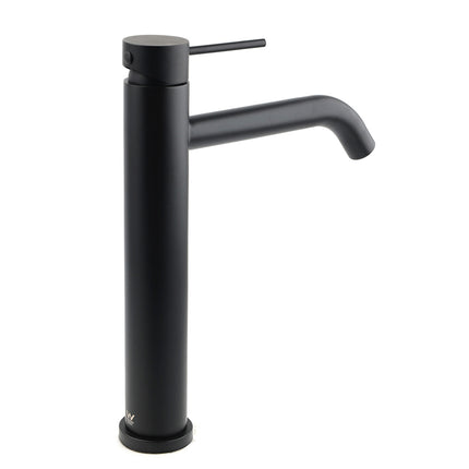 Matt Black Tall Laundry Round Curve Spout Basin Mixer Vanity Sink Faucet Tapware.