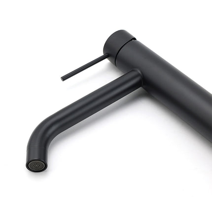 Matt Black Tall Laundry Round Curve Spout Basin Mixer Vanity Sink Faucet Tapware.