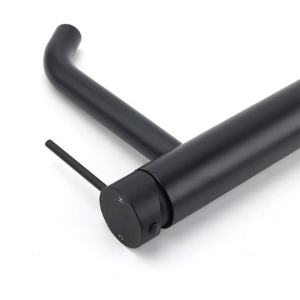 Matt Black Tall Laundry Round Curve Spout Basin Mixer Vanity Sink Faucet Tapware.
